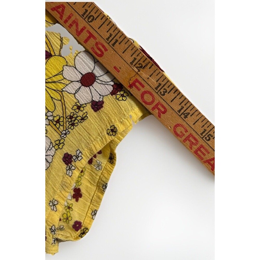 Free People Hidden Hills Maxi Kimono Yellow Floral Boho Hippie One Size - Picture 5 of 7